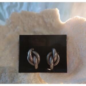 Vintage‎ Dark Silver Post Earrings Textured